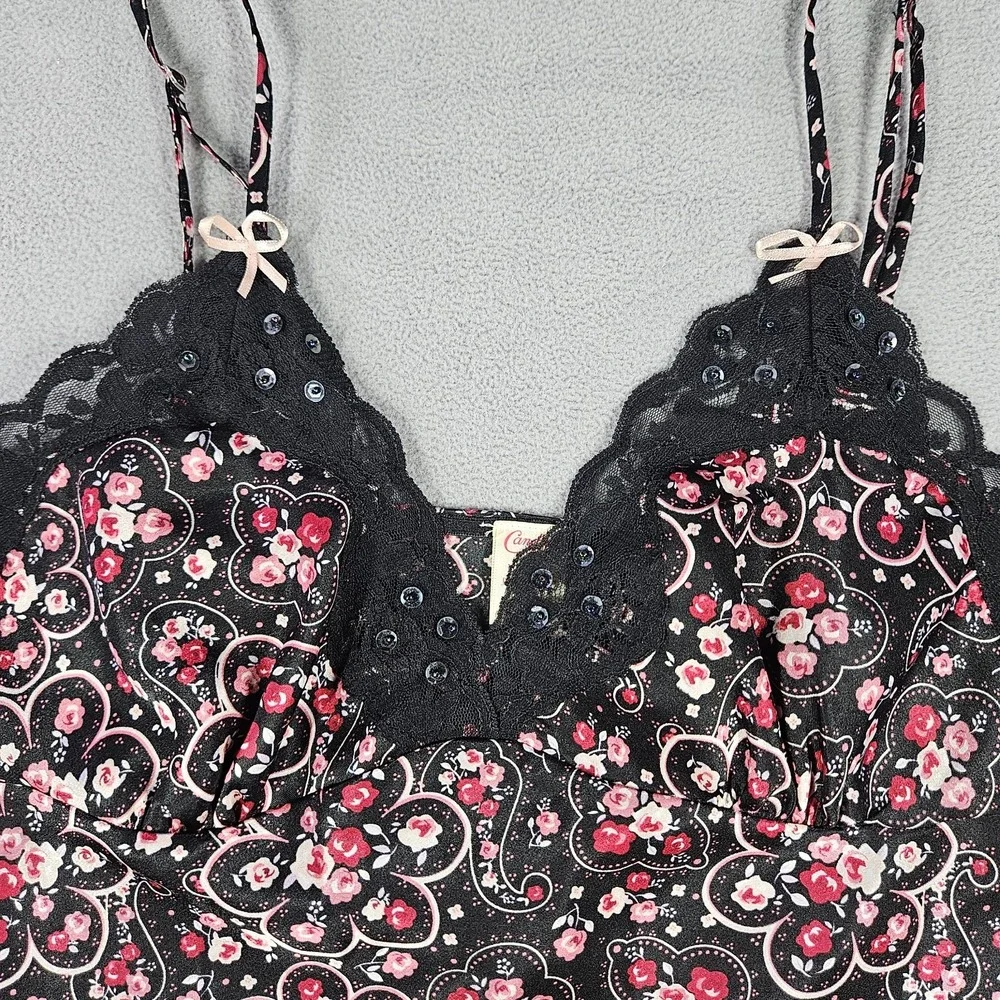 Y2K Babydoll Tank Top Womens M Floral Whimsigoth Dark Fairy Romantic Grunge Goth